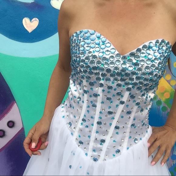 Handmade rhinestones dress prom party size M/L - Picture 3 of 8